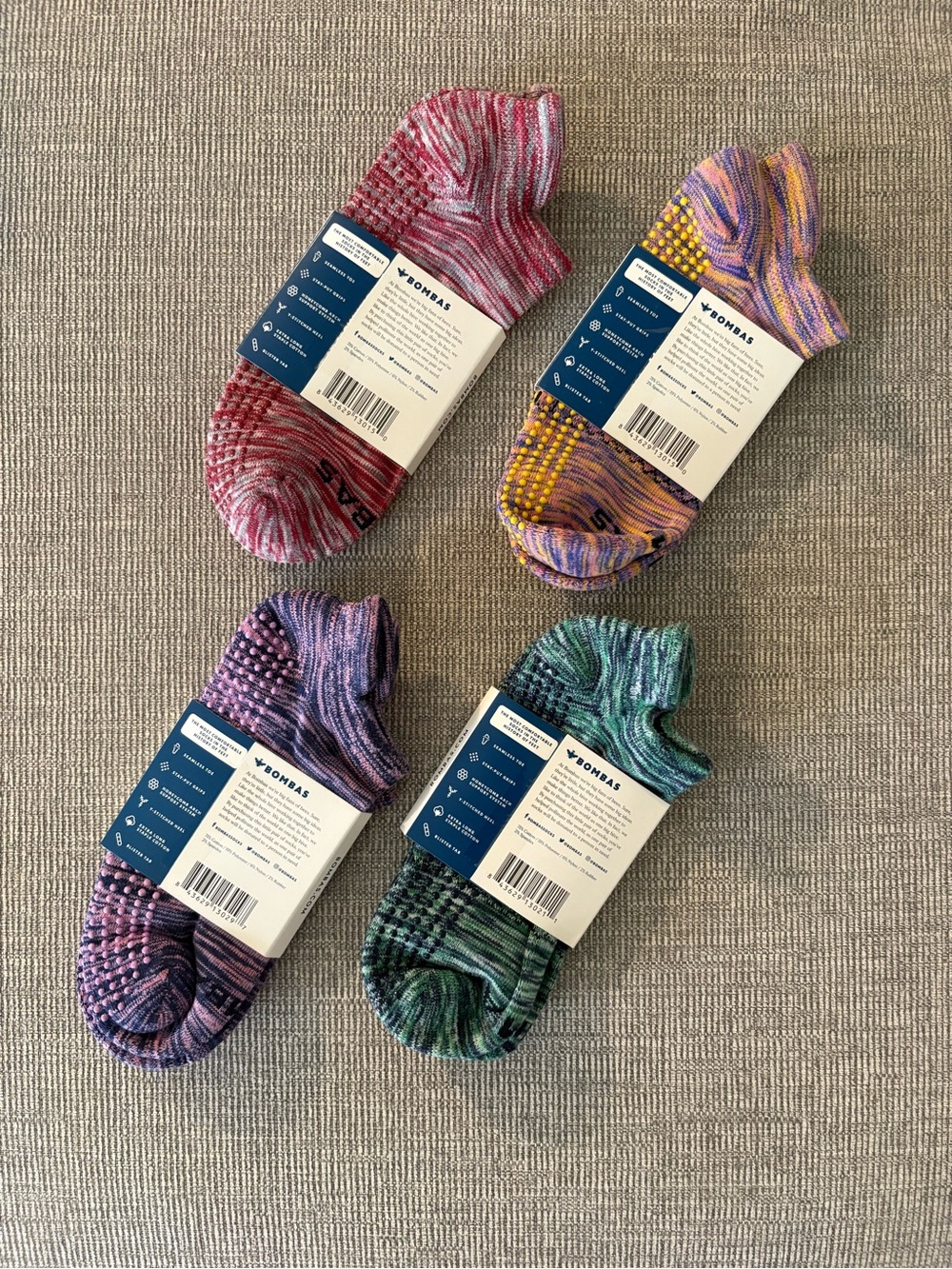 Bombas women ankle gripper Socks - Assorted Colors (4-Pack) - Picture 2 of 2